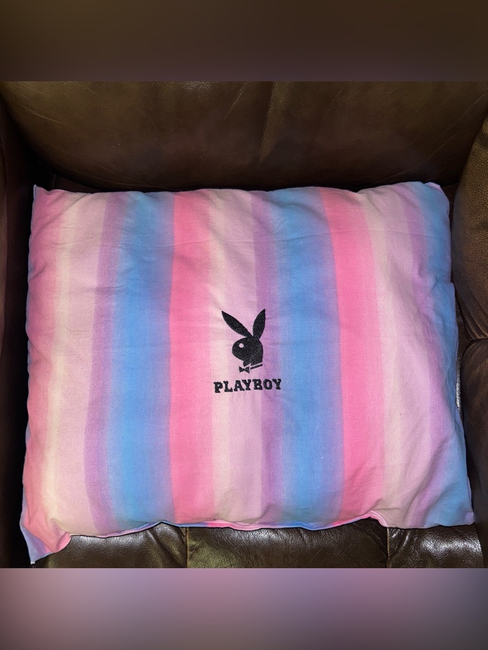 PLAYBOY Striped Pastel Pillow in Pink & Blue